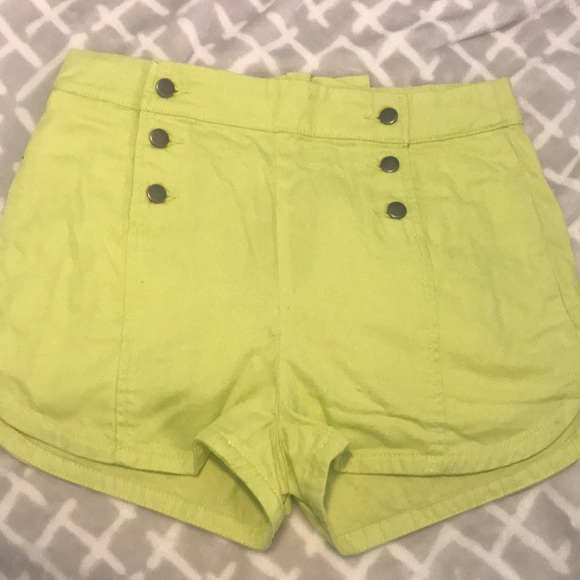 lime green high waisted shorts